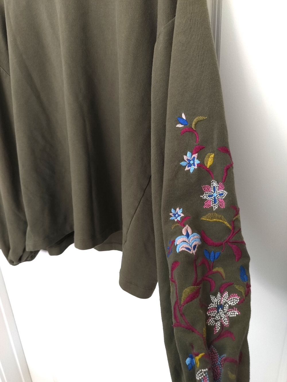 ANA Women's XL Olive Green Embroidered Sleeve Sweatshirt - Picture 6 of 8